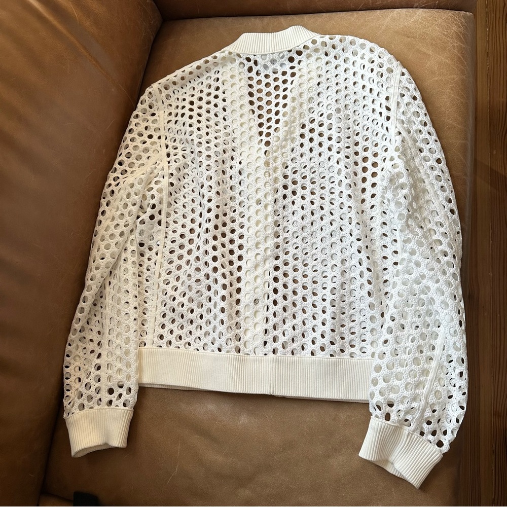 Akris Punto V-Neck Press-Button eyelet Bomber Jacket lace designer white summer - Picture 3 of 17